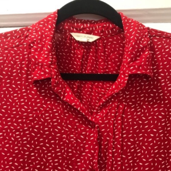 LUCKY BRAND SAM RED & WHITE BUTTON DOWN SHIRT, S - Picture 10 of 13